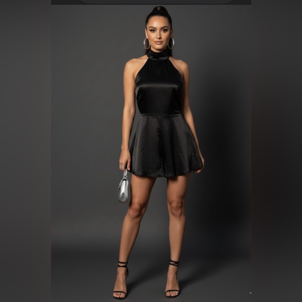 Princess Polly Black Satin Mini Dress